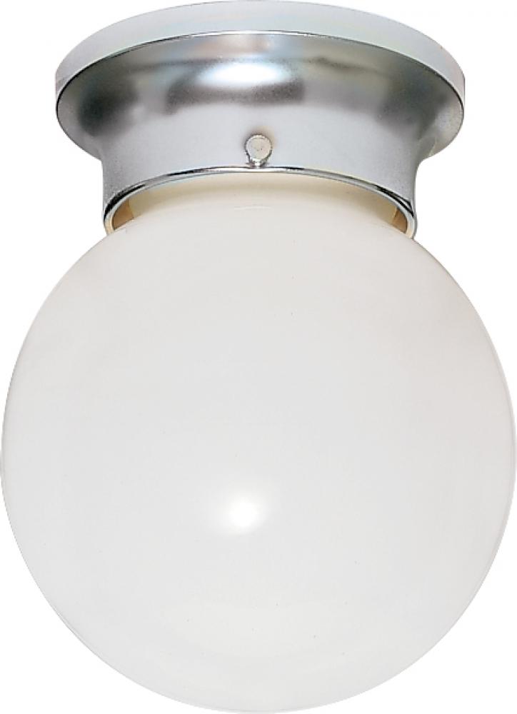 1 Light - 8" Flush with White Glass - Polished Chrome Finish