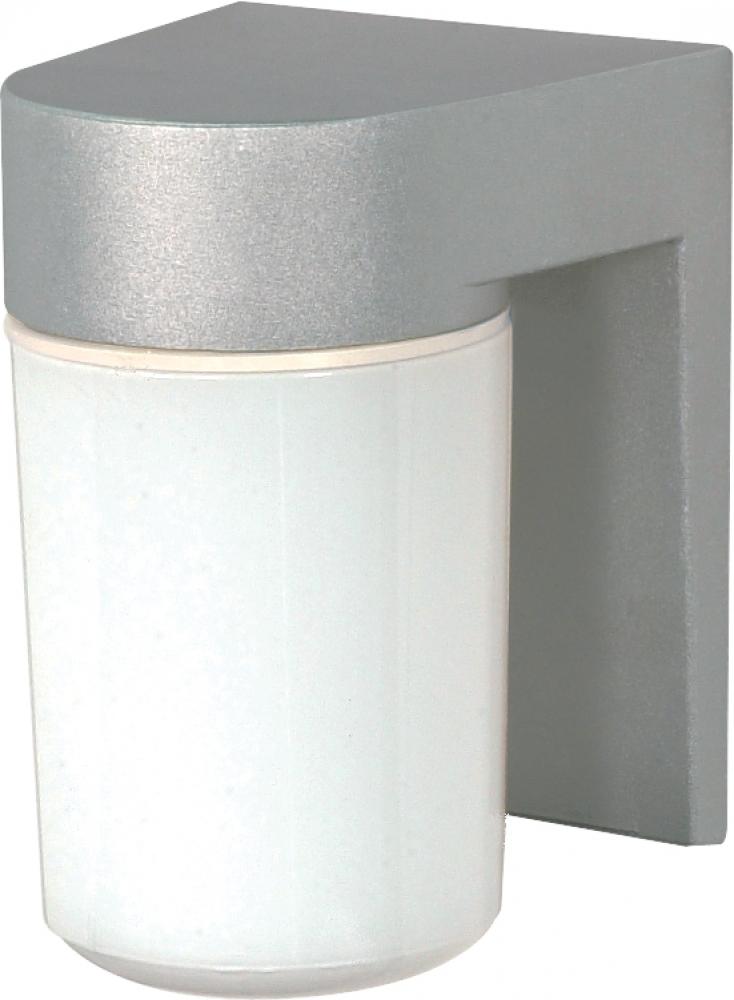 1 Light - 8" Utility Wall with White Glass - Satin Aluminum Finish