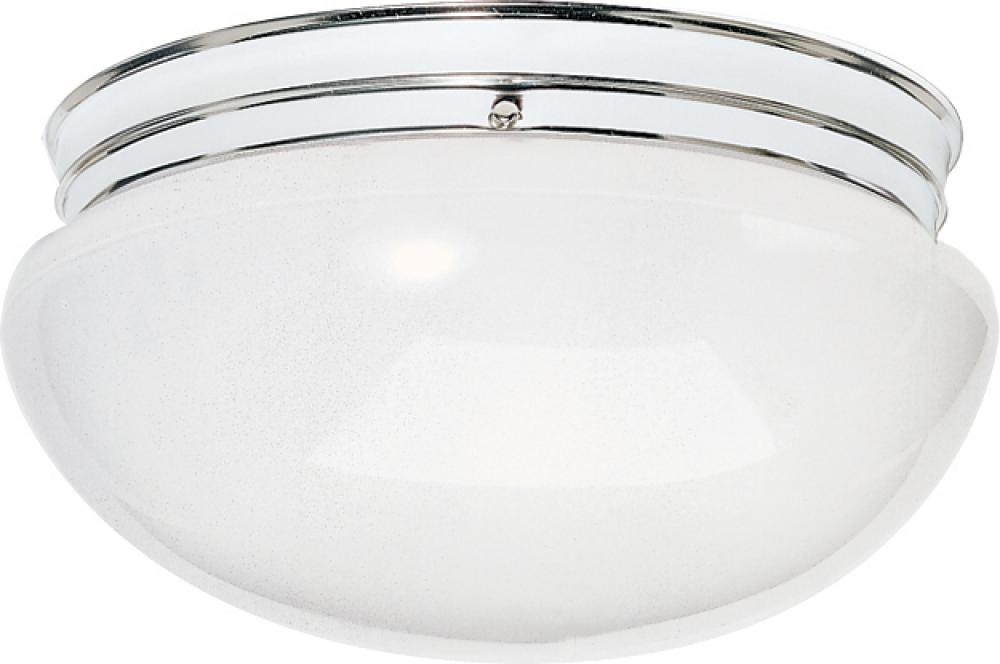 2 Light - 12" Flush with White Glass - Polished Brass Finish