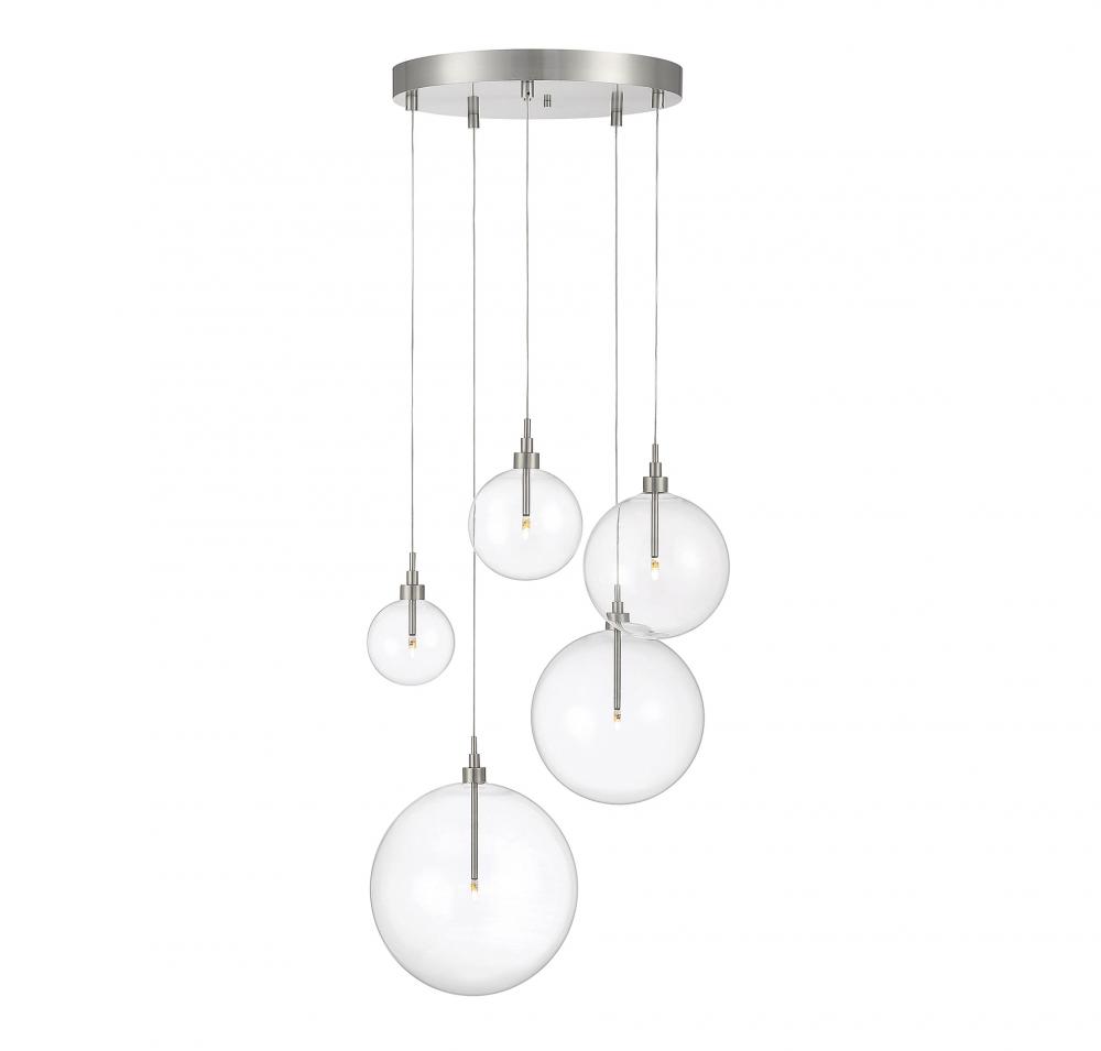 5-Light Pendant in Brushed Nickel