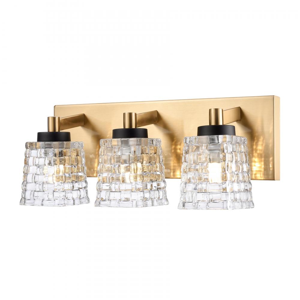 Candace 15.75'' Wide 3-Light Vanity Light - Satin Brass with Matte Black