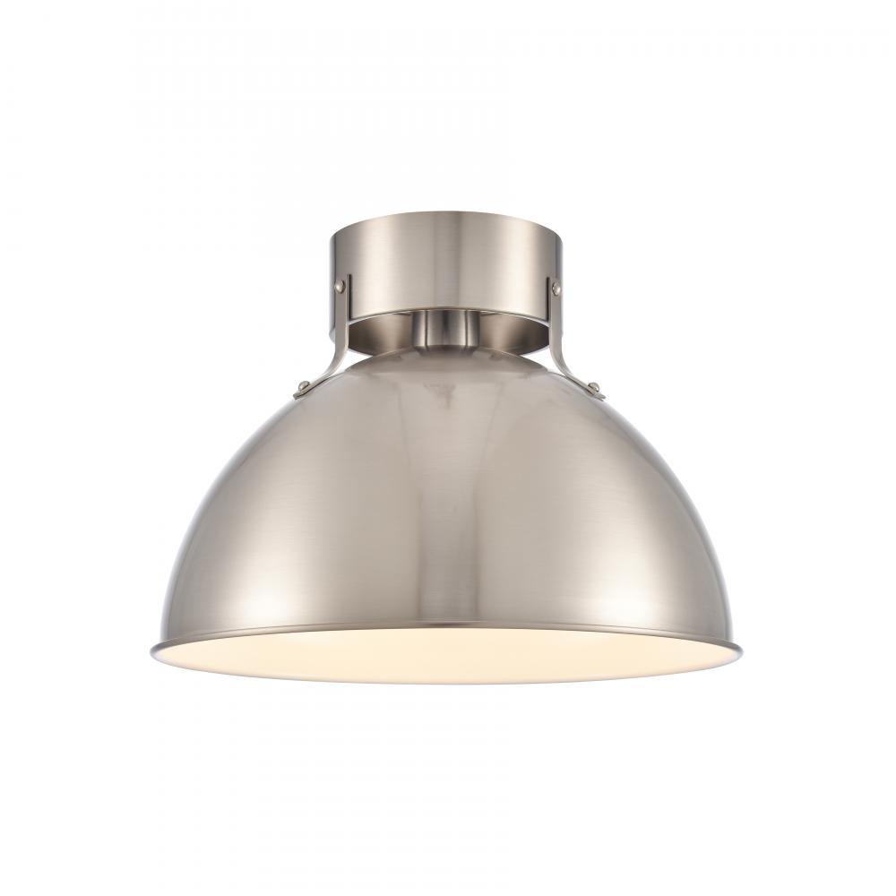 Zayne 12'' Wide 1-Light Semi Flush - Brushed Nickel