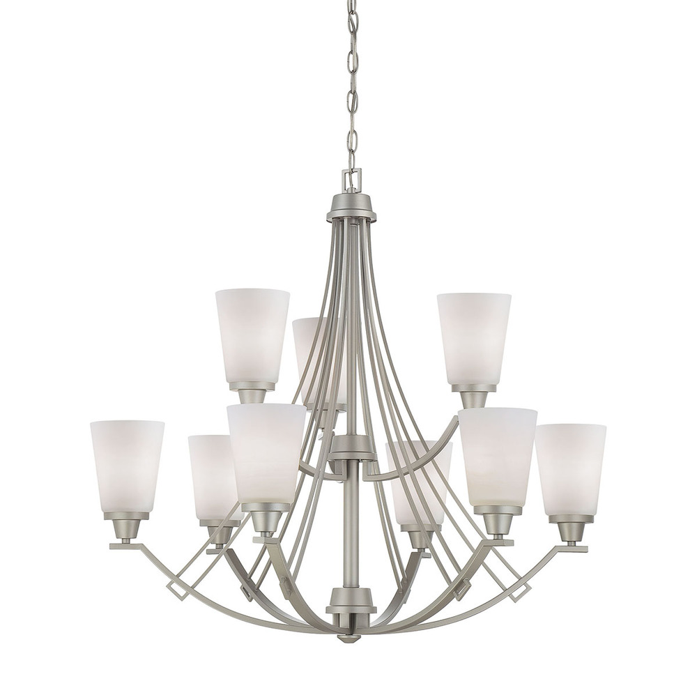 Thomas - Wright 9-Light Chandelier in Matte Nickel